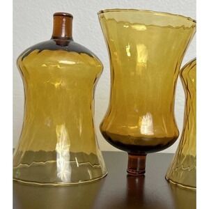 Candle Holders Amber Glass Votives Home Interiors Mexico Boho Chic Set of 2 Vtg